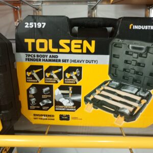 Tolsen 7pcs Heavy Duty Body And Fender Hammer Set (Hickory Handle) Dolly Auto Repair 25197