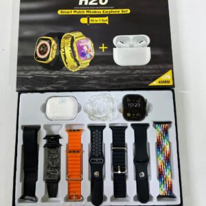 H20 Ultra Smart Watch with Bluetooth wireless earphones 10 in 1set